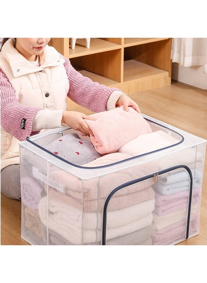 Kimaya Elite Clothes Organizer, Modern Red Nylon & Alloy Steel Storage Box with Steel Frame, Foldable, Handle, Waterproof, 49 x 41 x 51 cm, 66L - Image 4